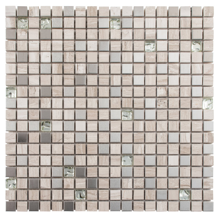 Andova Mosik 1" Glass and Natural Stone Mosaic Kitchen Backsplash